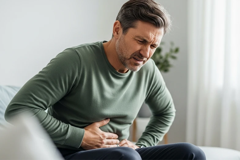 Hombre con dolor abdominal